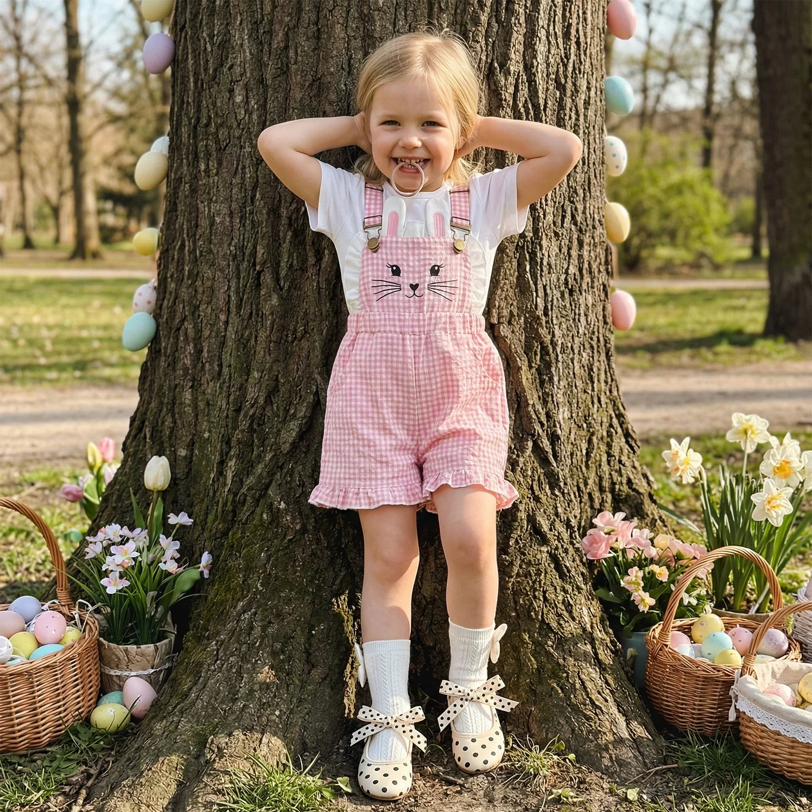 Gingham Bunny Dungarees - Image 4